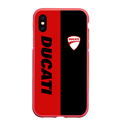 Чехол iPhone XS Max матовый DUCATI BLACK RED BACKGROUND, цвет: 3D-красный