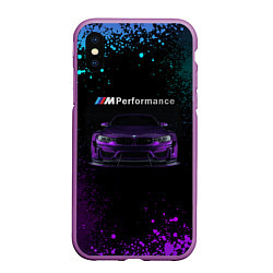 Чехол iPhone XS Max матовый BMW M4 PERFORMANCE, цвет: 3D-фиолетовый