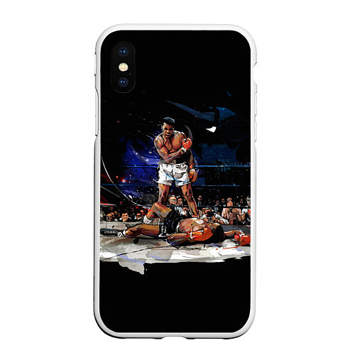 Чехол iPhone XS Max матовый Великий Мухаммед Али в цвете / 3D-Белый – фото 1