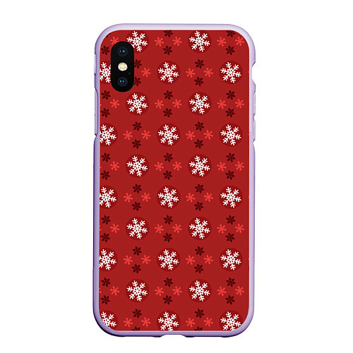 Чехол iPhone XS Max матовый Snowflakes / 3D-Светло-сиреневый – фото 1