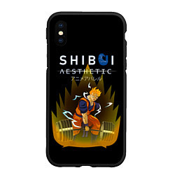 Чехол iPhone XS Max матовый Гоку со штангой, Dragon ball, цвет: 3D-черный