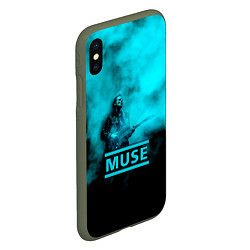 Чехол iPhone XS Max матовый Мэттью Беллами бирюзовый туман Muse, цвет: 3D-темно-зеленый — фото 2