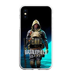 Чехол iPhone XS Max матовый Battlefield 2042 - Ирландец, цвет: 3D-белый
