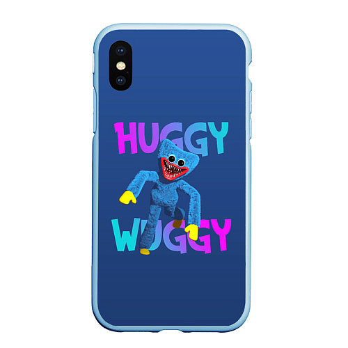 Чехол iPhone XS Max матовый Huggy Wuggy: Зубастый монстр / 3D-Голубой – фото 1