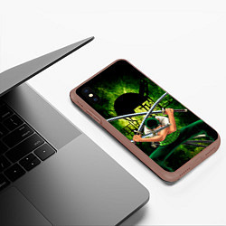 Чехол iPhone XS Max матовый Зоро Ророноа с катанами Ван пис, цвет: 3D-коричневый — фото 2