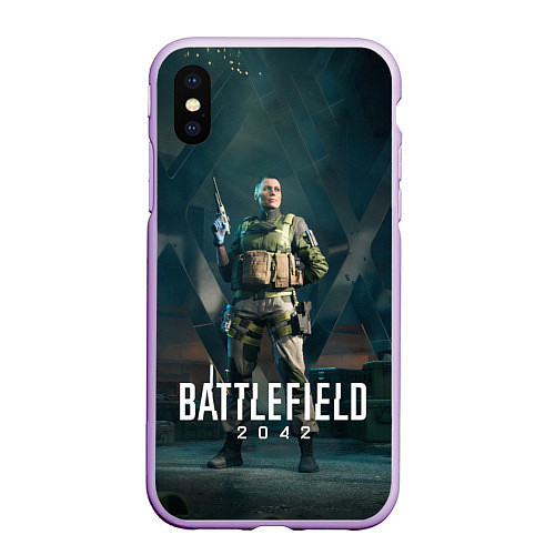 Чехол iPhone XS Max матовый Battlefield 2042 - Мария Фальк арт / 3D-Сиреневый – фото 1