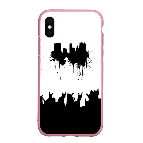 Чехол iPhone XS Max матовый Black sity Город тьмы / 3D-Розовый – фото 1