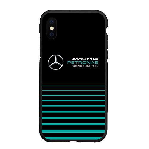 Чехол iPhone XS Max матовый Merсedes PETRONAS F1 / 3D-Черный – фото 1