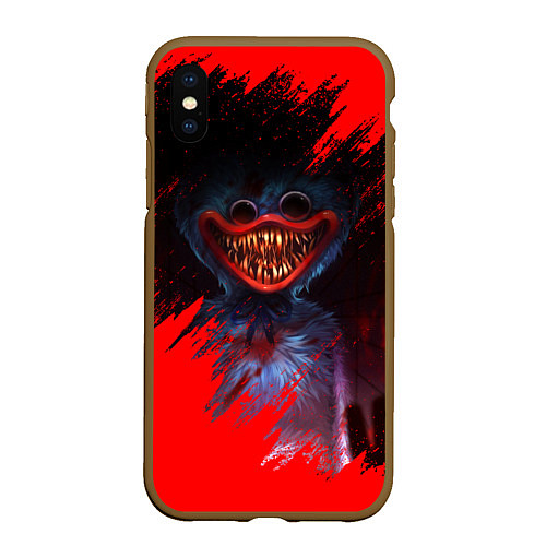 Чехол iPhone XS Max матовый Huggy Wuggy: Horror Game / 3D-Коричневый – фото 1