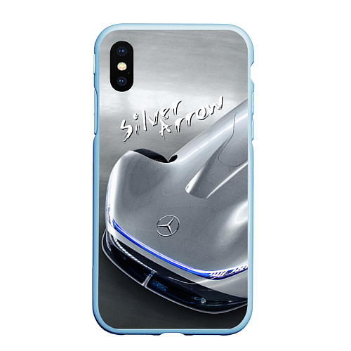 Чехол iPhone XS Max матовый Mercedes-Benz EQ Silver Arrow Concept / 3D-Голубой – фото 1