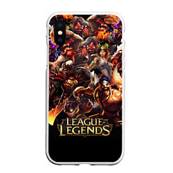 Чехол iPhone XS Max матовый LEAGUE OF LEGENDS НЕОН БРЫЗГИ КРАСОК, цвет: 3D-белый