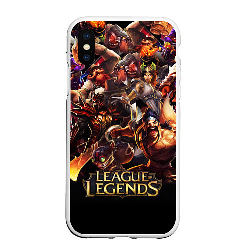 Чехол iPhone XS Max матовый LEAGUE OF LEGENDS НЕОН БРЫЗГИ КРАСОК / 3D-Белый – фото 1