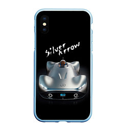 Чехол iPhone XS Max матовый Mercedes-Benz EQ Silver Arrow concept 2021, цвет: 3D-голубой