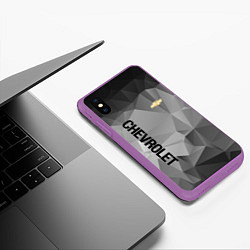 Чехол iPhone XS Max матовый Chevrolet Geometry, цвет: 3D-фиолетовый — фото 2