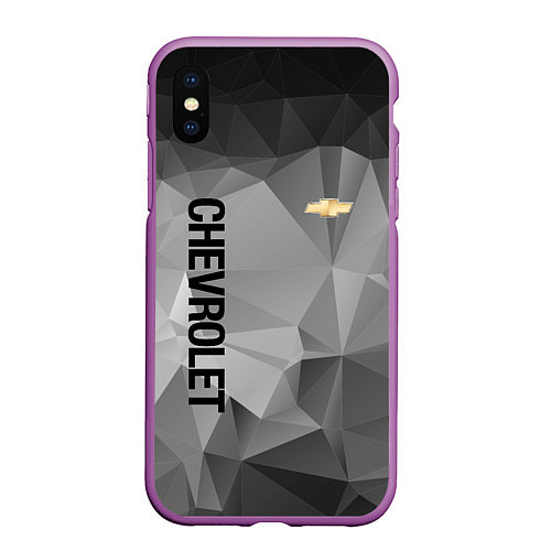 Чехол iPhone XS Max матовый Chevrolet Geometry / 3D-Фиолетовый – фото 1