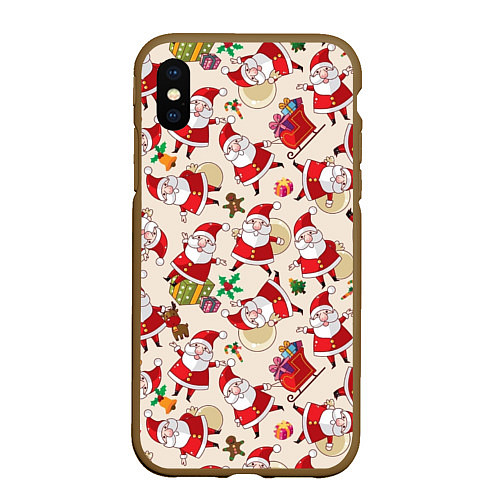 Чехол iPhone XS Max матовый Дед Мороз! / 3D-Коричневый – фото 1