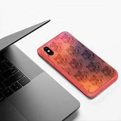 Чехол iPhone XS Max матовый Тигровый паттерн, цвет: 3D-красный — фото 2