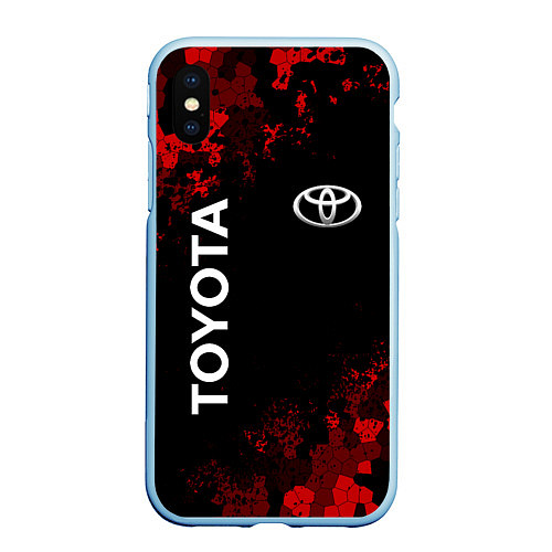 Чехол iPhone XS Max матовый TOYOTA MILITARY PIXEL BLACK RED / 3D-Голубой – фото 1