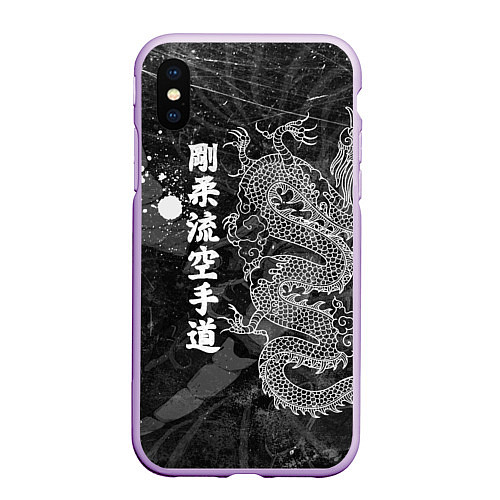 Чехол iPhone XS Max матовый Токийский Дракон Иероглифы Dragon Japan / 3D-Сиреневый – фото 1