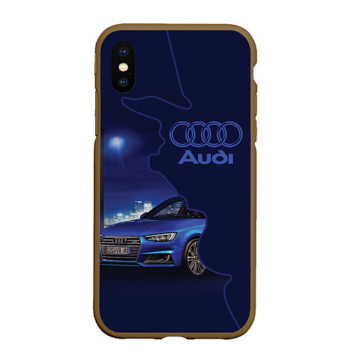 Чехол iPhone XS Max матовый AUDI лого / 3D-Коричневый – фото 1