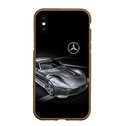 Чехол iPhone XS Max матовый Mercedes-Benz motorsport black, цвет: 3D-коричневый