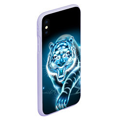 Чехол iPhone XS Max матовый НЕНОНОВЫЙ ТИГР 2022 NEON TIGER NEW YEAR, цвет: 3D-светло-сиреневый — фото 2