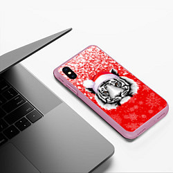 Чехол iPhone XS Max матовый НОВОГОДНИЙ ТИГР 2022 ЕШПУК 2022, цвет: 3D-розовый — фото 2
