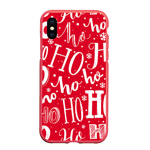 Чехол iPhone XS Max матовый HO HO HO Новогодняя / 3D-Красный – фото 1