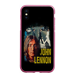 Чехол iPhone XS Max матовый The Beatles John Lennon, цвет: 3D-малиновый