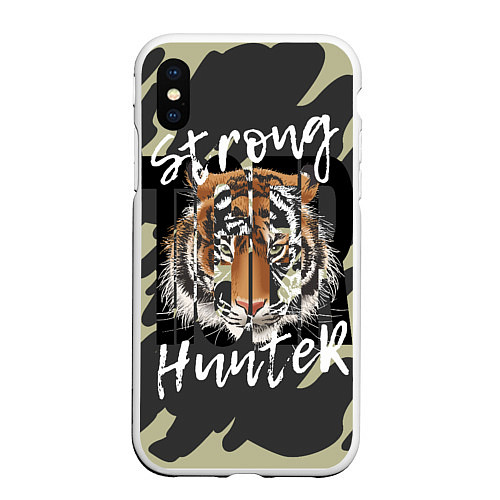 Чехол iPhone XS Max матовый Strong tiger / 3D-Белый – фото 1