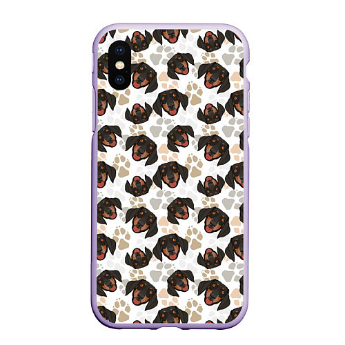 Чехол iPhone XS Max матовый Такса Dachshund Dog / 3D-Светло-сиреневый – фото 1