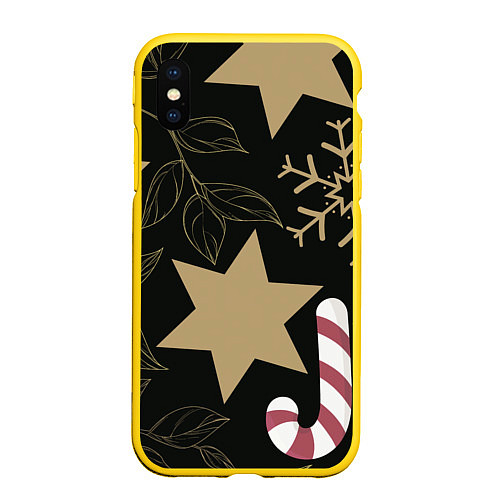 Чехол iPhone XS Max матовый Новогоднее Настроение Звезды / 3D-Желтый – фото 1