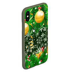 Чехол iPhone XS Max матовый Новогоднее Настроение Елка, цвет: 3D-темно-зеленый — фото 2