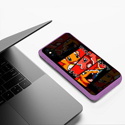 Чехол iPhone XS Max матовый РЫЖИЙ ДРАКОН ПОКЕМОНЫ ЧАРМАНДЕР, цвет: 3D-фиолетовый — фото 2