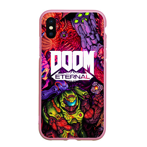 Чехол iPhone XS Max матовый DOOM ETERNAL ПАЛАЧ РОКА DOOM SLAYER / 3D-Розовый – фото 1