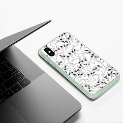 Чехол iPhone XS Max матовый KIZARU HAUNTED GHOST ПАТТЕРН ЧЁРНО БЕЛЫЙ, цвет: 3D-салатовый — фото 2