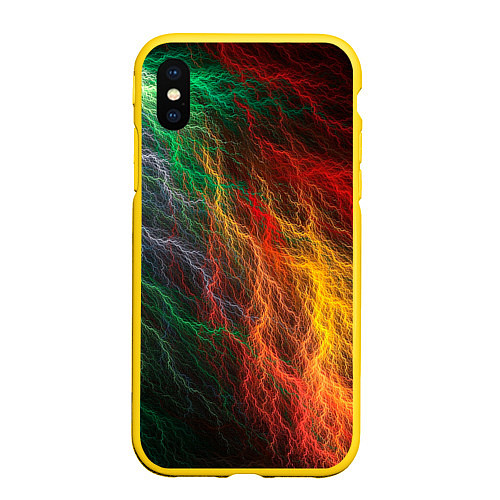 Чехол iPhone XS Max матовый Цветной разряд / 3D-Желтый – фото 1