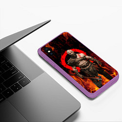 Чехол iPhone XS Max матовый GOD OF WAR РАГНАРЁК, КРАТОС В ОГНЕ, цвет: 3D-фиолетовый — фото 2