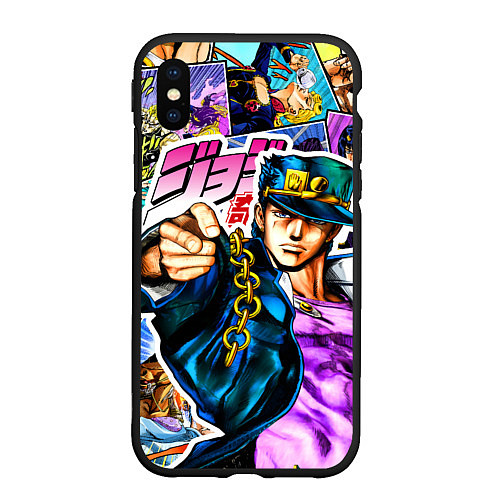 Чехол iPhone XS Max матовый Джотаро - JoJos Bizarre Adventure / 3D-Черный – фото 1