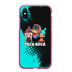 Чехол iPhone XS Max матовый Toca Boca Рита и Леон, цвет: 3D-малиновый