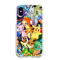 Чехол iPhone XS Max матовый АНИМЕ, ПОКЕМОНЫ ВСЕ ПЕРСОНАЖИ POKEMON, цвет: 3D-белый