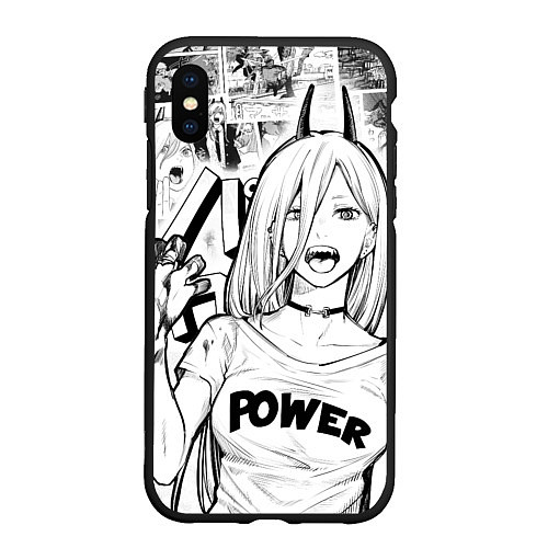 Чехол iPhone XS Max матовый Power - Chainsaw-Man / 3D-Черный – фото 1