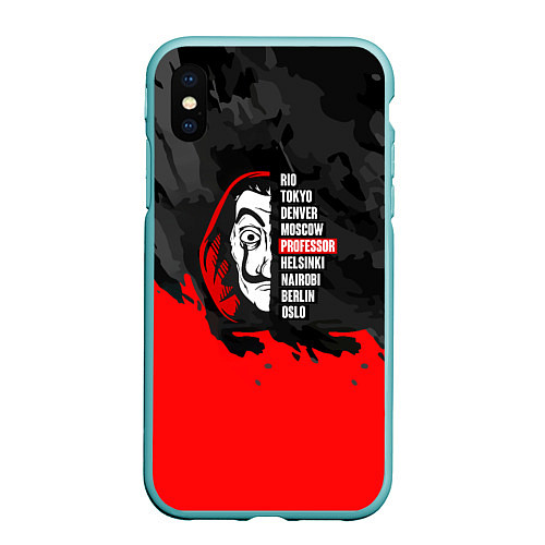 Чехол iPhone XS Max матовый La Casa de Papel Professor / 3D-Мятный – фото 1