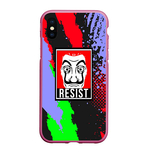 Чехол iPhone XS Max матовый La Casa de Papel Resist / 3D-Малиновый – фото 1