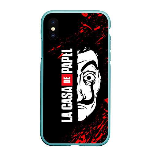 Чехол iPhone XS Max матовый БУМАЖНЫЙ ДОМ, LA CASA DE PAPEL / 3D-Мятный – фото 1