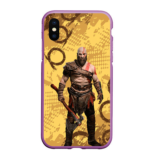 Чехол iPhone XS Max матовый God of War Kratos Год оф Вар Кратос / 3D-Фиолетовый – фото 1