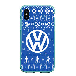 Чехол iPhone XS Max матовый Volkswagen Новогодний, цвет: 3D-мятный