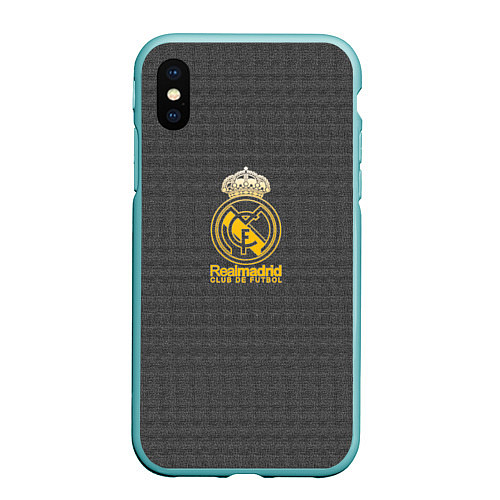 Чехол iPhone XS Max матовый Real Madrid graphite theme / 3D-Мятный – фото 1