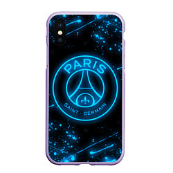 Чехол iPhone XS Max матовый PSG NEON STYLE SPORT ПСГ НЕОН, цвет: 3D-светло-сиреневый