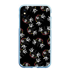 Чехол iPhone XS Max матовый КОРОЛЬ И ШУТ ЛОГО ПАТТЕРН, цвет: 3D-голубой